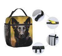 ASLKXOPEMG Insulated Lunch Bag Black German Shepherd Dog Lunch Box for Women Men Lunch Tote Bag for Work Picnic Travel