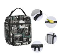 ASLKXOPEMG Insulated Lunch Bag Retro Cool Camera Collection Lunch Box for Women Men Lunch Tote Bag for Work Picnic Travel