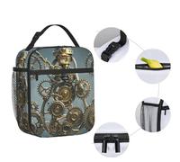 ASLKXOPEMG Insulated Lunch Bag Steampunk Mechanical Gears Lunch Box for Women Men Lunch Tote Bag for Work Picnic Travel