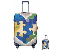ASLKXOPEMG Luggage Cover 65-95CM Elastic Suitcase Cover Protector Autism Awareness Puzzle Pieces Heart Luggage Covers Anti-Scratch Washable Carry On Suitcase Protector Decoraitve Covers M