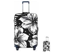 ASLKXOPEMG Luggage Cover 65-95CM Elastic Suitcase Cover Protector Black and White Hawaiian Flowers Luggage Covers Anti-Scratch Washable Carry On Suitcase Protector Decoraitve Covers S