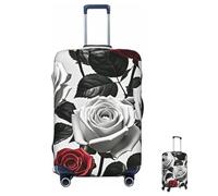 ASLKXOPEMG Luggage Cover 65-95CM Elastic Suitcase Cover Protector Black White and Red Roses Luggage Covers Anti-Scratch Washable Carry On Suitcase Protector Decoraitve Covers XL