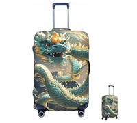 ASLKXOPEMG Luggage Cover 65-95CM Elastic Suitcase Cover Protector Dragon Chinese Background Luggage Covers Anti-Scratch Washable Carry On Suitcase Protector Decoraitve Covers S