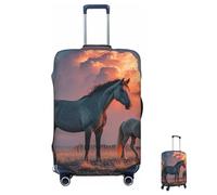 ASLKXOPEMG Luggage Cover 65-95CM Elastic Suitcase Cover Protector Horses Red Glowing Clouds Luggage Covers Anti-Scratch Washable Carry On Suitcase Protector Decoraitve Covers L