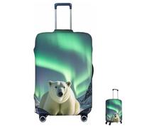 ASLKXOPEMG Luggage Cover 65-95CM Elastic Suitcase Cover Protector Polar Bears Northern Lights Luggage Covers Anti-Scratch Washable Carry On Suitcase Protector Decoraitve Covers S