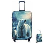 ASLKXOPEMG Luggage Cover 65-95CM Elastic Suitcase Cover Protector Polar Bears Northern Lights Luggage Covers Anti-Scratch Washable Carry On Suitcase Protector Decoraitve Covers M