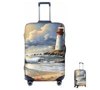 ASLKXOPEMG Luggage Cover 65-95CM Elastic Suitcase Cover Protector Sea Lighthouse Sandbeach Luggage Covers Anti-Scratch Washable Carry On Suitcase Protector Decoraitve Covers L