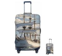 ASLKXOPEMG Luggage Cover 65-95CM Elastic Suitcase Cover Protector Vintage Nautical White Ship Luggage Covers Anti-Scratch Washable Carry On Suitcase Protector Decoraitve Covers XL