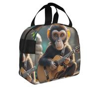 ASLKXOPEMG Lunch Bag Insulated Lunch Box for Women Men Music Monkey Reusable Lunch Tote Bag for Work Picnic Travel