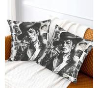 ASLKXOPEMG Michael Jackson Throw Pillow Cover Velvet Cushion Covers Boho Square Pillow Cases Decorative Soft Pillowcases for Sofa Couch Bedroom with Invisible Zipper 16"x16"