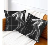 ASLKXOPEMG Michael Jackson Throw Pillow Cover Velvet Cushion Covers Boho Square Pillow Cases Decorative Soft Pillowcases for Sofa Couch Bedroom with Invisible Zipper 20"x20"