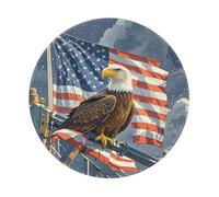ASLKXOPEMG Mouses Pad America Flag and Eagle Mouses Mat Round Non-slip Gaming Desk Pad with Rubber Base Washable Office Decor Keyboard Mat for Gaming Work Computer