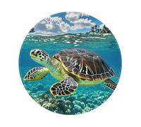 ASLKXOPEMG Mouses Pad Hawaiian Tapa Honu Turtle Mouses Mat Round Non-slip Gaming Desk Pad with Rubber Base Washable Office Decor Keyboard Mat for Gaming Work Computer