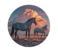 ASLKXOPEMG Mouses Pad Horses Red Glowing Clouds Mouses Mat Round Non-slip Gaming Desk Pad with Rubber Base Washable Office Decor Keyboard Mat for Gaming Work Computer