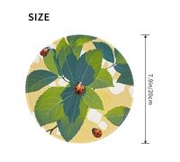 ASLKXOPEMG Mouses Pad Leaves and Ladybugs Mouses Mat Round Non-slip Gaming Desk Pad with Rubber Base Washable Office Decor Keyboard Mat for Gaming Work Computer
