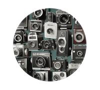 ASLKXOPEMG Mouses Pad Retro Cool Camera Collection Mouses Mat Round Non-slip Gaming Desk Pad with Rubber Base Washable Office Decor Keyboard Mat for Gaming Work Computer