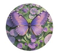 ASLKXOPEMG Tablecloth Round Table Cloth 152cm Heavy Duty Table Cover Beautiful Purple Butterfly Art TableCloths Wrinkle Free Table Decorative Fabric Table Cloths for Camping Picnic Farmhouse Holiday