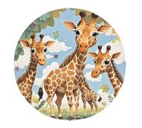 ASLKXOPEMG Tablecloth Round Table Cloth 152cm Heavy Duty Table Cover Cute Wild Cartoon Giraffes TableCloths Wrinkle Free Table Decorative Fabric Table Cloths for Camping Picnic Farmhouse Holiday