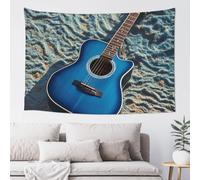 ASLKXOPEMG Tapestry Wall Hanging Aesthetic Tapestries for Living Room Blue Guitar Wall Tapestry Home Wall Decoration Blanket Wall Art Banner Poster for Dorm Bedroom (150 X 100 CM)