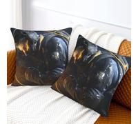 ASLKXOPEMG Tech Warrior Throw Pillow Cover Velvet Cushion Covers Boho Square Pillow Cases Decorative Soft Pillowcases for Sofa Couch Bedroom with Invisible Zipper 18"x18"