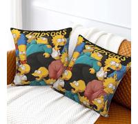 ASLKXOPEMG the simpsons Throw Pillow Cover Velvet Cushion Covers Boho Square Pillow Cases Decorative Soft Pillowcases for Sofa Couch Bedroom with Invisible Zipper 18"x18"