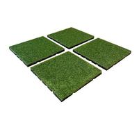 Aslon Rubber Artificial Grass Tiles (Pack Of 4)