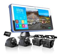 ASLONG 4K Backup Camera 4CH Dash Cam with 10.36" Quad Split Touch Screen & 4 AHD Front Rear Sides View Camera w/DVR Recording Music Video Playback Avoid Blind for RV Semi Trailer Truck Van