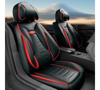 ASLONG 5PCS Angel Wings Car Seat Covers Auto Interior Accessories with Water Proof PU Leather for Cars SUV Pick-up Truck Universal Comfortable and Breathable (Full Set, Black&Red)