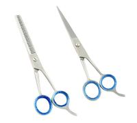 ASM Hairdressing Barber Hair Scissors + Thinning Scissor Set - Heavy Duty Stainless Steel Hairdressing Scissors for Cutting Hair - Barber Scissor for Women & Men, Adult (Silver, 5")