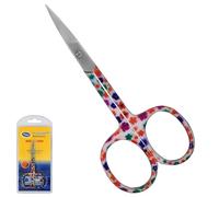 ASM Premium Nail Scissors Curved Manicure Cuticle Scissors - Heavy Duty Cuticle Trimmer for Eyebrow, Beard & Nose Hair Trimming 3.75" - Ideal Christmas Gifts for Women & Men (Red Daisy)