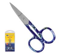 ASM® Professional Nail Scissors Curved Manicure Cuticle Scissors Clippers - Quick Dry Grooming Scissor for Eyebrow, Beard, Nose Hair Trimming - Beauty Small Scissor Men and Women (4" Sky Blue)