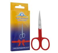 ASM Professional Nail Scissors Curved Manicure Cuticle Scissors - Heavy Duty Cuticle Trimmer for Eyebrow, Beard, Nose Hair Trimming - Beauty Scissor Gifts for Women & Men (Red)