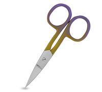 ASM® Professional Nail Scissors Curved Manicure Cuticle Scissors - Heavy Duty Grooming Scissor for Eyebrow, Beard, Nose Hair Trimming - Beauty Small Scissor Gifts Foe Women & Men (3.75" Golden Blue)