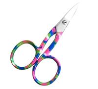 ASM® Professional Nail Scissors Curved Manicure Cuticle Scissors - Heavy Duty Grooming Scissor for Eyebrow, Beard, Nose Hair Trimming - Beauty Small Scissor Gifts for Women and Men (4" Blue Pink)