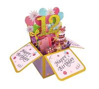 Asmallgf Sweet 12th Birthday Pop Up Birthday Card for Girl Boy, Great 12 Years Old Birthday Gift for Daughter Niece, Happy Twelve Bday Popup Card for Sister Brother, Unique 12 Birthday Gift Idea for