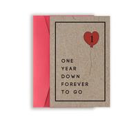 Asmallgf Sweet First Anniversary Card for Boyfriend Girlfriend, Funny 1st Aday Gift for Him Her, Happy Paper Wedding Aday Card for Husband Wife, One Year Down Forever to Go