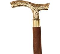 Asmara Nautical Walking Stick - Men Derby Canes and Wooden Walking Stick for Men and Women - 37" Brown Ebony Brass T Shape Handle in Golden Tone Natural Wood Unisex Cane Visit the SouvNear Store
