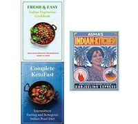 Asmas indian kitchen [hardcover], fresh & easy indian vegetarian cookbook, complete ketofast 3 books collection set