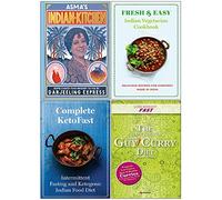 Asmas Indian Kitchen [Hardcover], Fresh & Easy Indian Vegetarian Cookbook, Complete Ketofast, Slow Cooker Spice 4 Books Collection Set