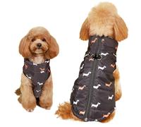 Asmea Dog Coat Warm Dog Jacket with D-ring Dog Coats Waterproof with Harness Puppy Coats for Small Dogs Cold Weather Dog Clothes Winter Dachshund Coat Small Dog Coat Black