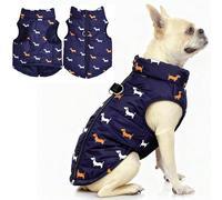 Asmea Dog Coat Warm Dogs Jacket Harness with D-ring Slightly Water-resistant Waterproof Puppy Coats for Cold Weather Christmas Dog Clothes Winter Small Dogs Coats Dachshund Coat Blue XS