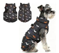 Asmea Dog Coat Warm Dogs Jacket Harness with D-ring Slightly Water-resistant Waterproof Puppy Coats for Cold Weather Christmas Dog Clothes Winter Small Dogs Coats Dachshund Coat Black XS