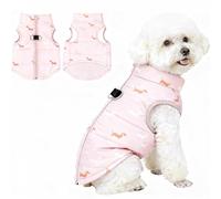 Asmea Dog Coat Warm Dogs Jacket Harness with D-ring Water-resistant Puppy Coats for Cold Weather Christmas Dog Clothes Winter Small Dogs Coats Dachshund Chihuahua Coat Beige M