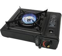 ASMGOLD Portable Gas Stove with Carry Case-For Outdoor Camping, Fishing and BBQ-Automatic Ignition System, Heat Control, Enamel Pan Support, Butane Can or LPG Gas Source-Black (Stove)