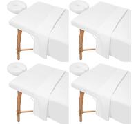 ASMIZ 12 Pcs 4 Set Massage Table Sheets White Premium Microfiber Spa Bed Sheets Includes Beauty Massage Table Cover, Massage Fitted Sheet, Massage Face Rest Cover for Spa and Salon