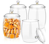 ASMIZ 4 Pack Plastic Sweet Jars with Lids, 2L Empty Apothecary Jars, Large Candy Buffet Containers Set, Unbreakable Airtight Food Storage Canister, Shatterproof Bottle for Cookie, Sweet, Pet Food