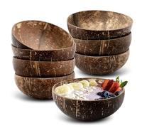 ASMIZ 8 Pcs Coconut Shell Bowls, 15oz Polished Coconut Bowl Bulk, Natural Smoothie Wooden Bowls Salad Bowls for Vegan Gifts Kitchen Decoration