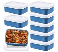 ASMIZ 8 Pcs Silicone Freezer Containers with Lid 1 Cup Silicone Freezer Trays Soup Molds, Reusable Food Preserving Ice Tray for Storing and Freezing Soup Sauces Stews (Blue)