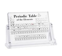 ASMIZ Acrylic Periodic Table with Real Elements Inside, 20 × 13 cm Freestanding Periodic Table Display, Educational Science Desk Ornament for Teachers, Students & Science Lovers