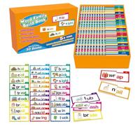 Asmutual 30 Read and Rhyme Flip Books, Word Family Build Book, with Fun Rhymes and Vibrant Illustrations - Nursery Rhymes Come to Life, ABC Vocabulary Flashcards, Word Families Reading Games